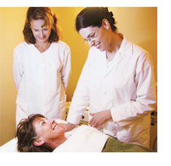 photo of Dr. Small with a patient